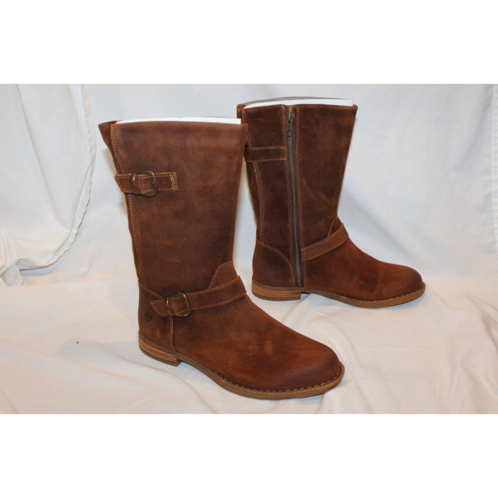 Born Women's Delano Ginger Leather Mid-Calf Buckle Boots NEW $190 SZ 7.5
